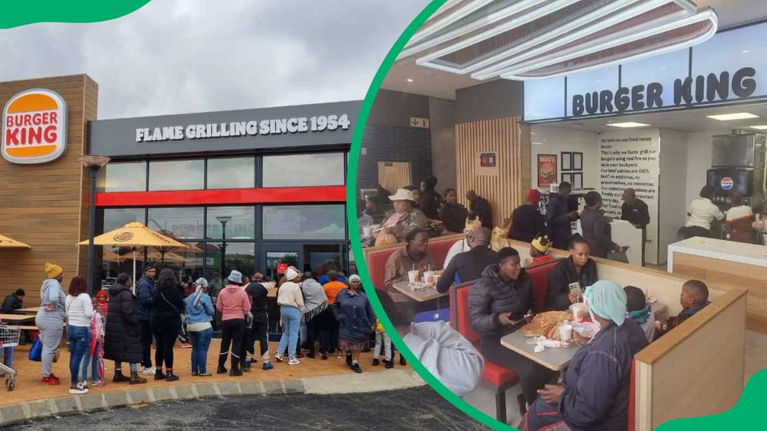People queuing outside and others enjoying their meals at Burger King South Africa People queuing outside and others enjoying their meals at Burger King South Africa