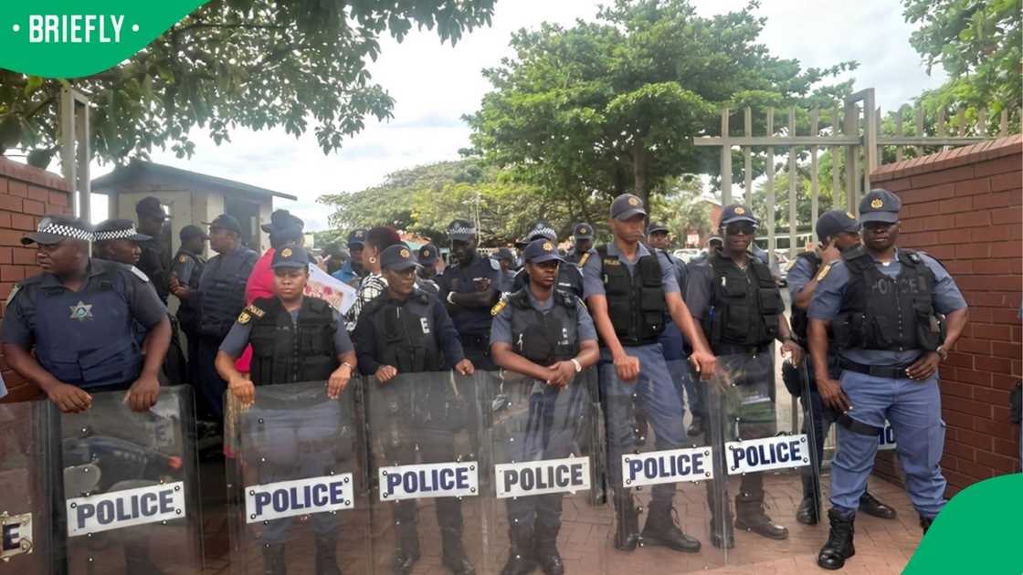 Police are stationed outside Addington Primary School Police are stationed outside Addington Primary School