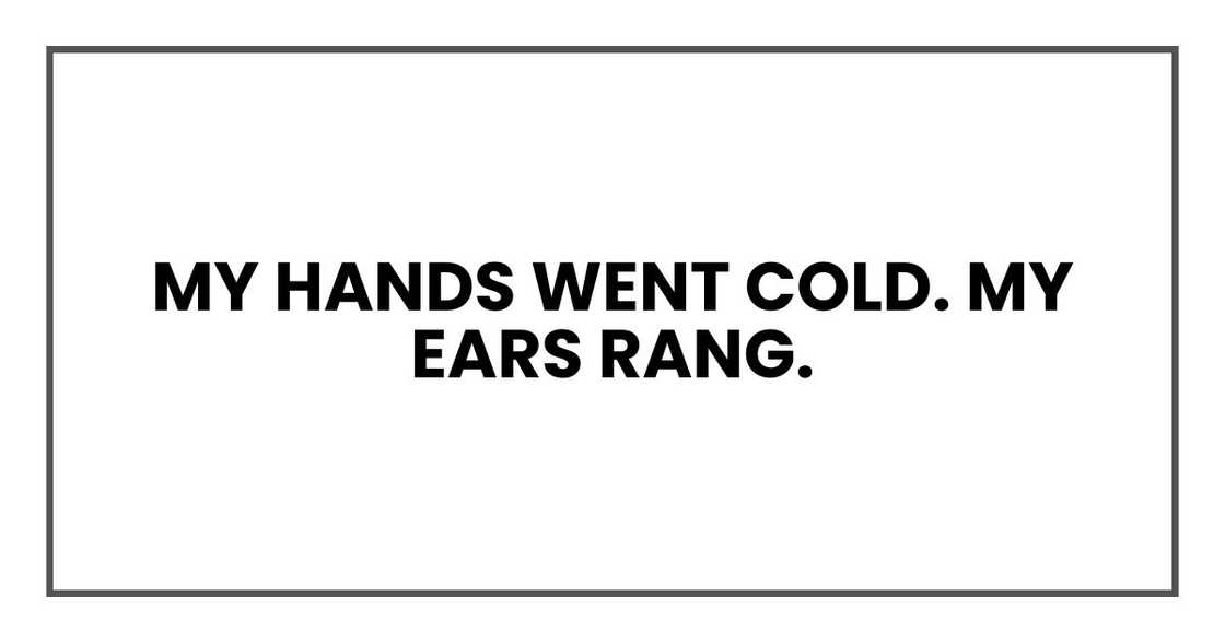 My hands went cold. My ears rang.