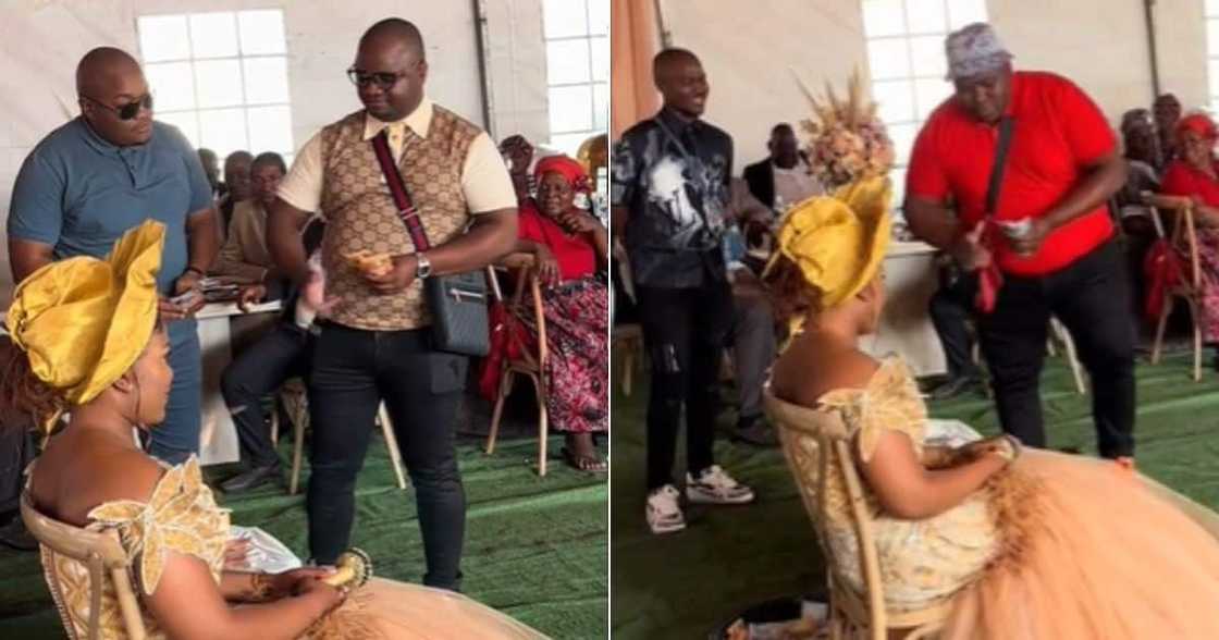 TikTok video of African bride showered with cash at wedding TikTok video of African bride showered with cash at wedding