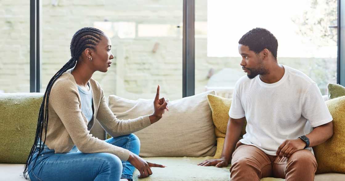 A man and woman arguing