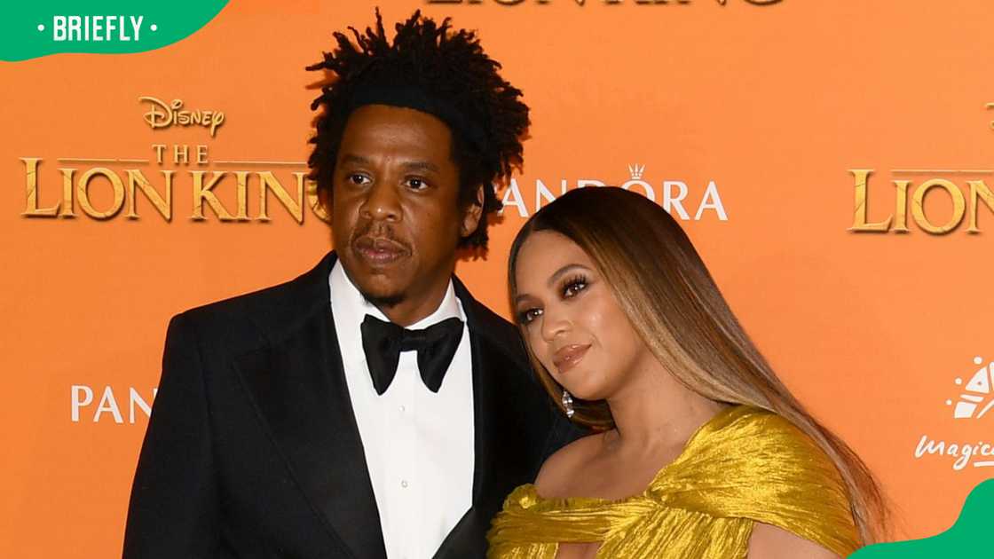 Jay Z and Beyonce Knowles-Carter at "The Lion King" European Premiere