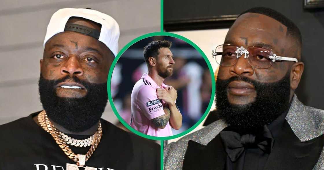 Rick Ross supported Lionel Messi in first game. Rick Ross supported Lionel Messi in first game.