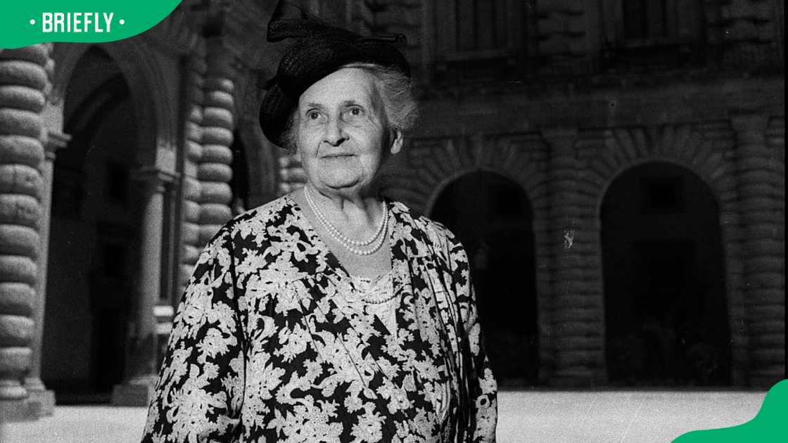 Maria Montessori wearing a floral top