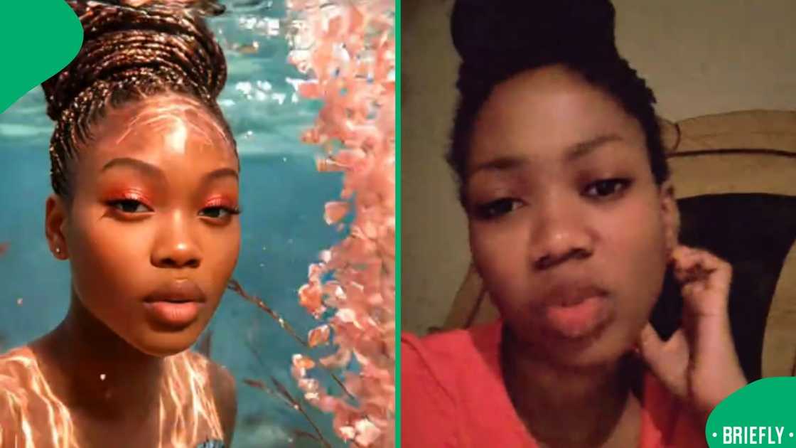 The visual on the right showed the woman posing in her bedroom The visual on the right showed the woman posing in her bedroom