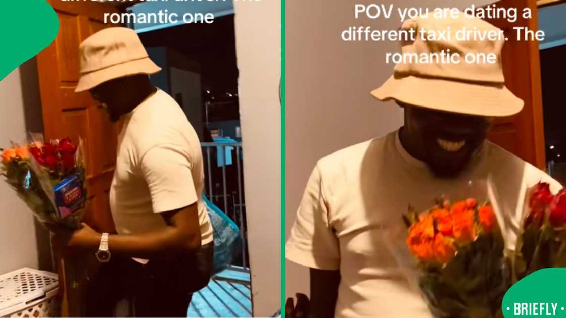 The visual on the right captured his big smile as he realised his woman was taking a video of him