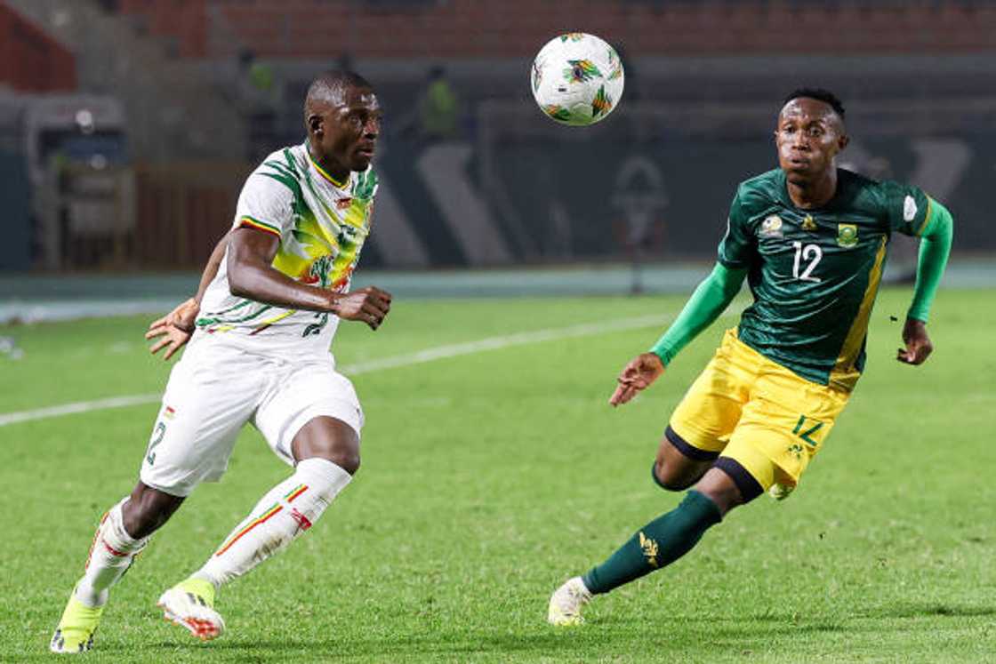 A determined challenge as Maseko pushes forward against Traore in South Africa’s AFCON 2024 opener against Mali A determined challenge as Maseko pushes forward against Traore in South Africa’s AFCON 2024 opener against Mali