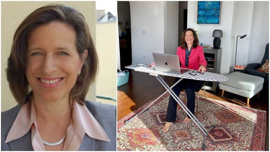 Woman turns ironing board into work desk for her home office, shares photo