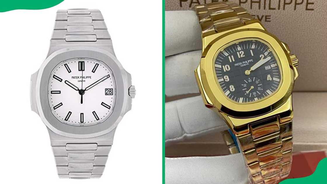 Silver and brown Patek Philippe Stainless Steel watches Silver and brown Patek Philippe Stainless Steel watches