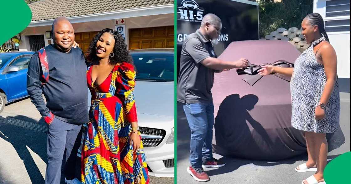 A woman received a surprise Mercedes-Benz from her husband as a push present A woman received a surprise Mercedes-Benz from her husband as a push present