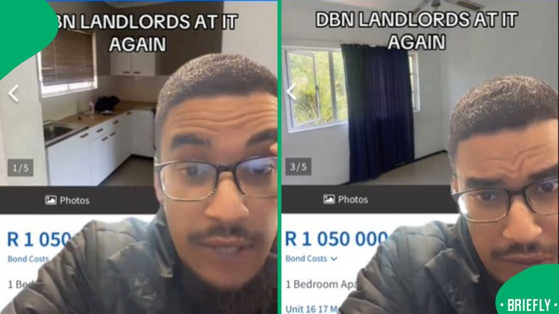 A screenshot from the video showing a man questioning the high cost of city apartments in South Africa A screenshot from the video showing a man questioning the high cost of city apartments in South Africa