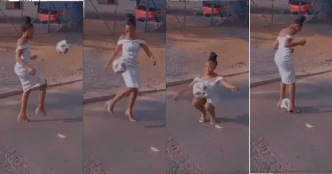 Lady, Video, Soccer Tricks, Stunts, Dress, High-Heels, Impressive, Twitter reactions Lady, Video, Soccer Tricks, Stunts, Dress, High-Heels, Impressive, Twitter reactions