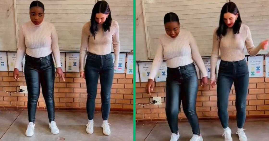 TikTok video of woman teaching friend to dance for traditional wedding