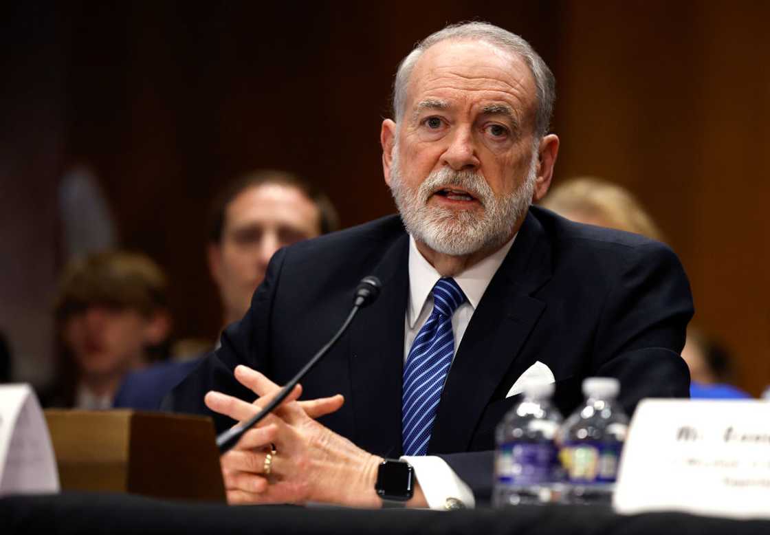 Mike Huckabee testifies during his Senate Foreign Relations Committee