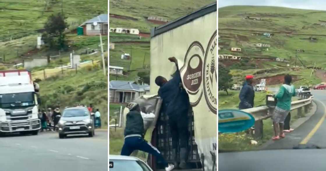 Truck being looted Truck being looted