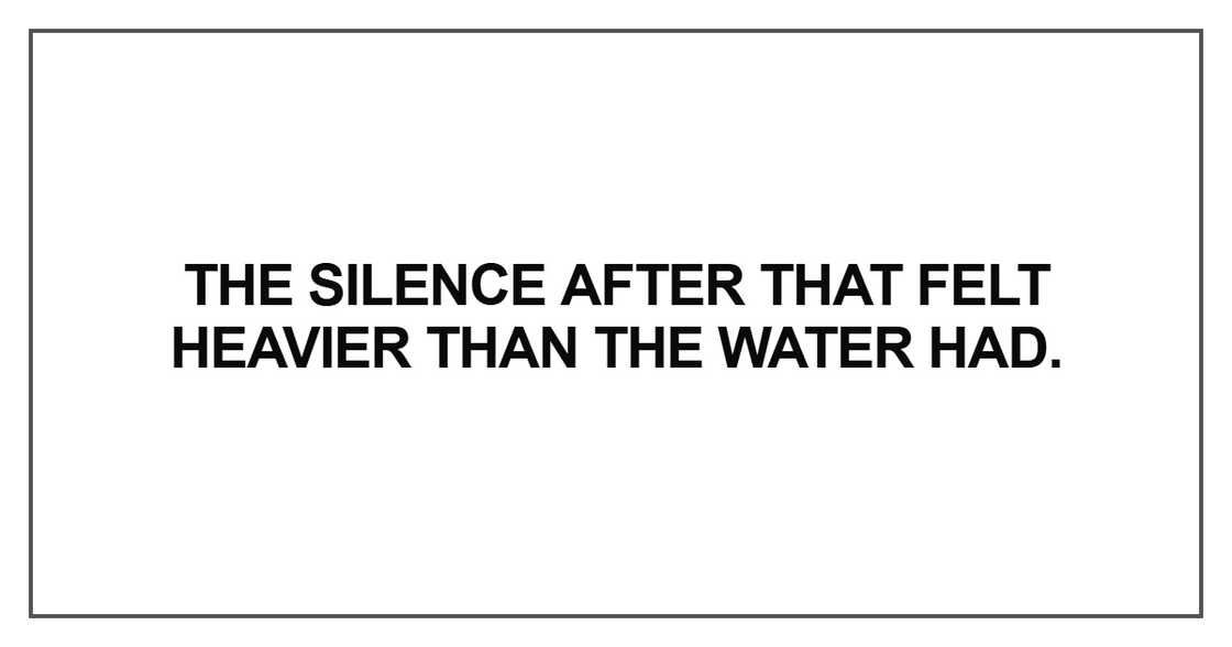 The silence after that felt heavier than the water had