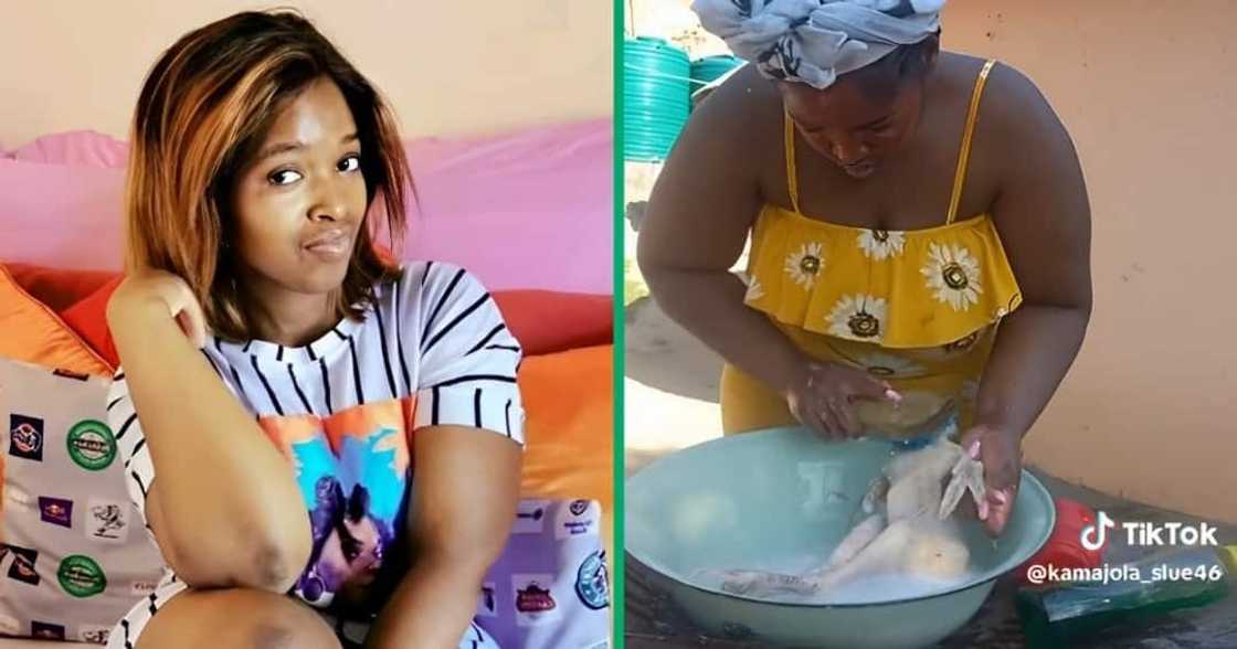 A South African woman washed a full chicken with Sunlight dishwashing liquid