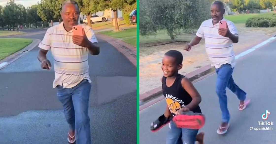 A man ran with a phone camera to shoot content A man ran with a phone camera to shoot content