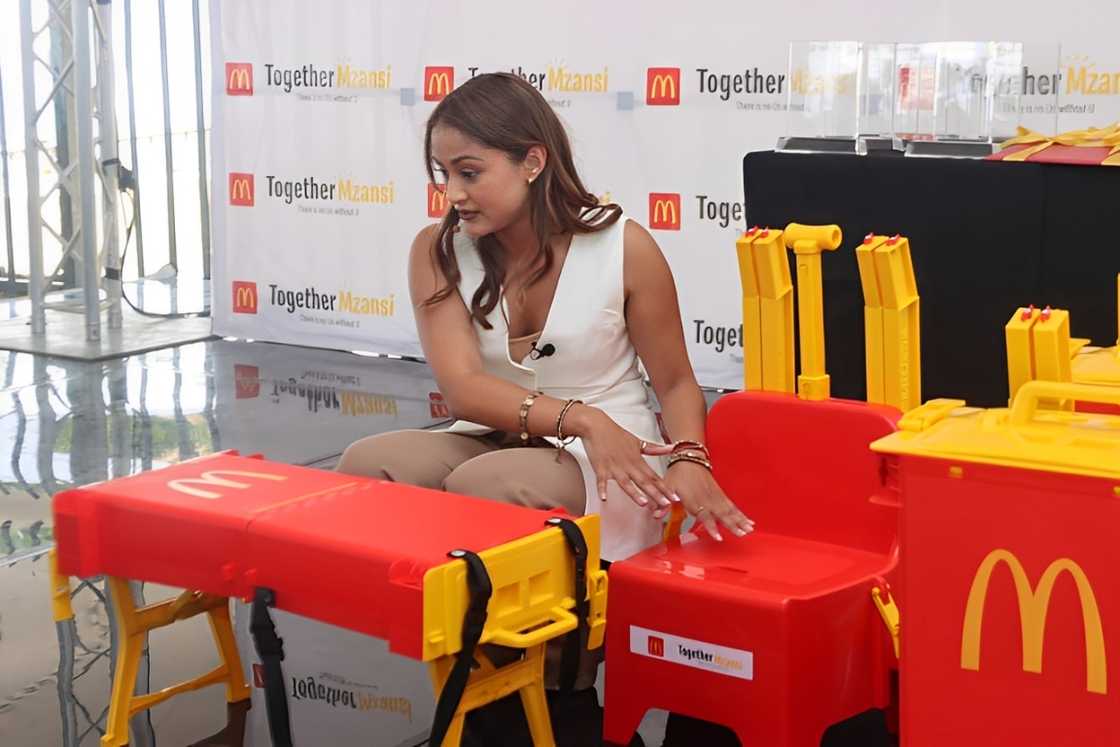 McDonald's-branded portable desks. McDonald's-branded portable desks.
