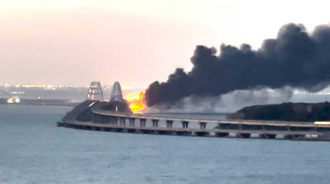The bridge is the sole land link between Russia and Crimea The bridge is the sole land link between Russia and Crimea
