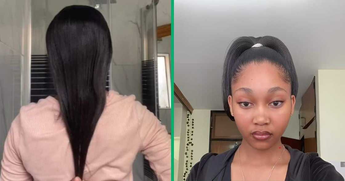 Woman in TikTok video cut her hair long hair Woman in TikTok video cut her hair long hair