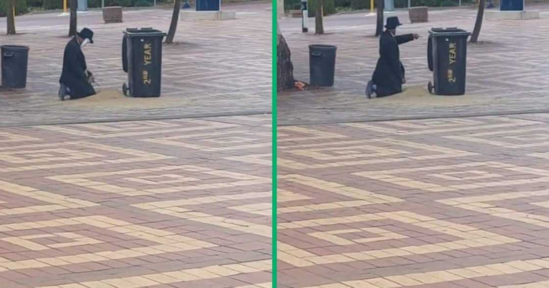 Johannesburg University Student Shoveling Sand