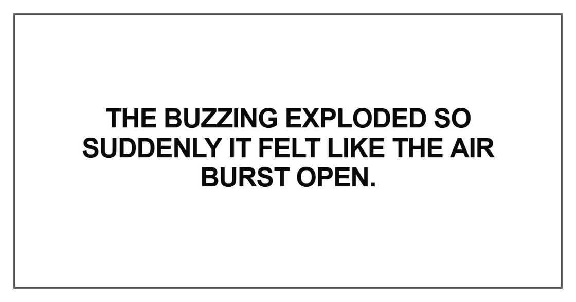 The buzzing exploded so suddenly