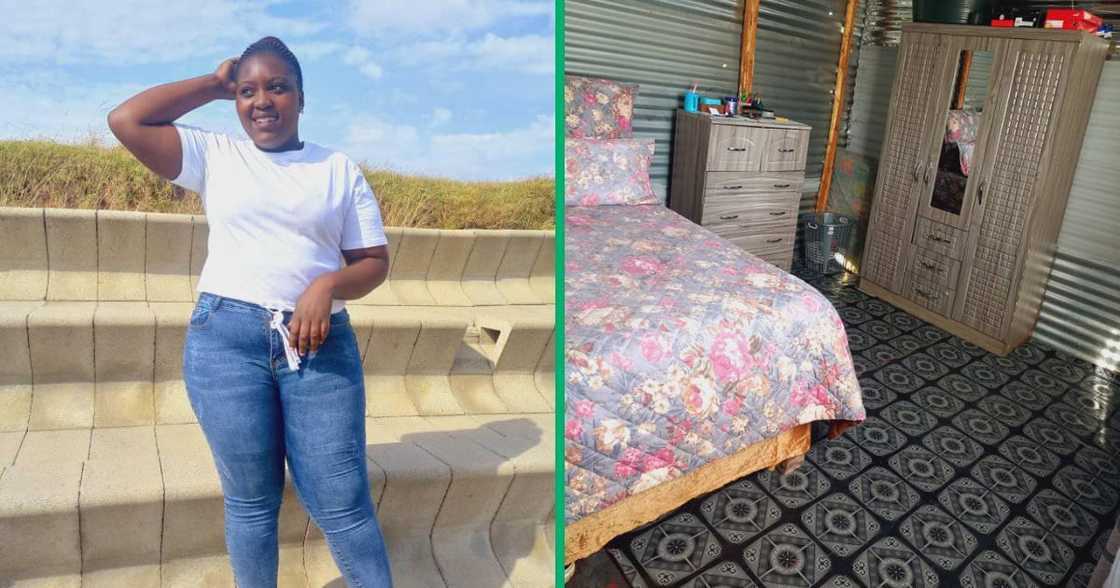 The South African woman is proud of her humble room in a shack and her pride filled woman people’s hearts The South African woman is proud of her humble room in a shack and her pride filled woman people’s hearts