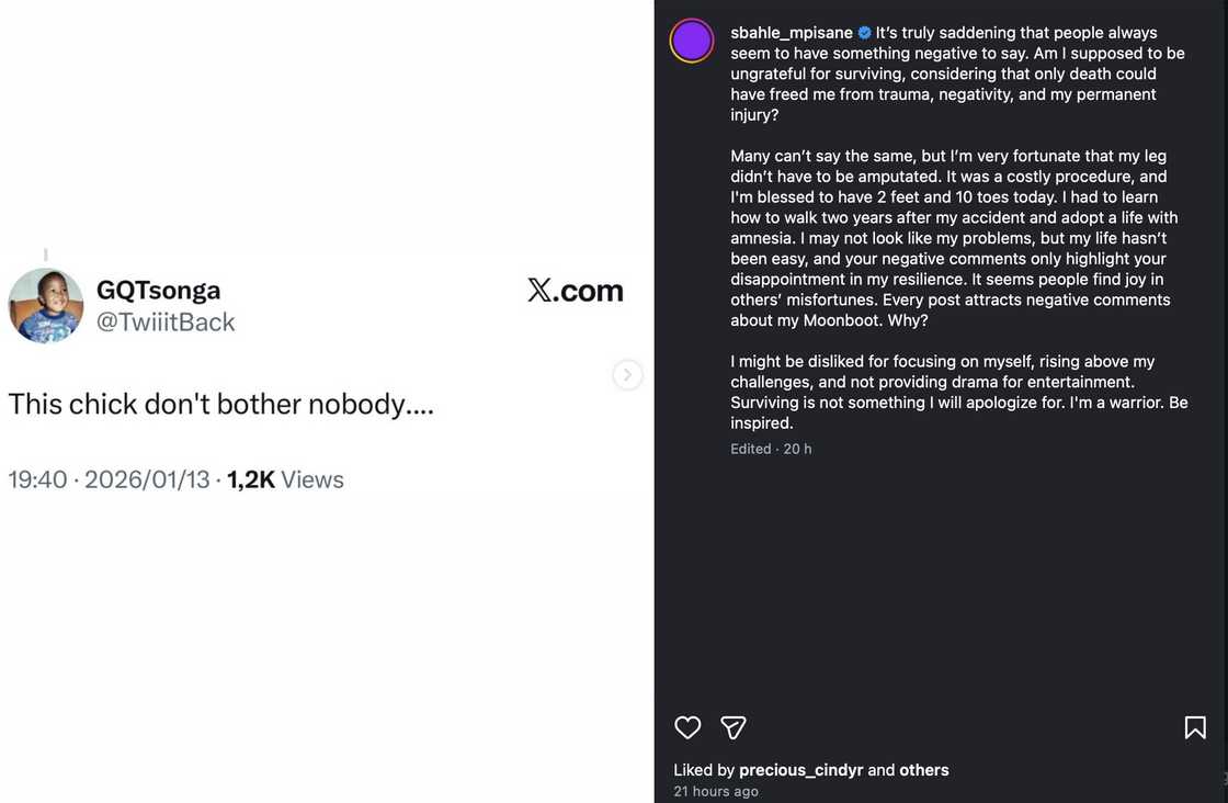 Sbahle Mpisane opened up about her injuries Sbahle Mpisane opened up about her injuries