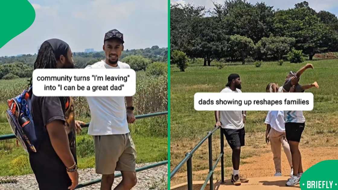 The visual on the right showed dads playing with their children The visual on the right showed dads playing with their children