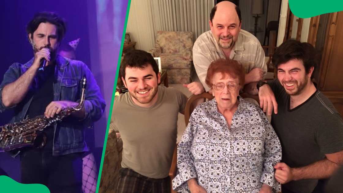 Jason Alexander, his sons, Gabe and Noah, and their grandmother Jason Alexander, his sons, Gabe and Noah, and their grandmother