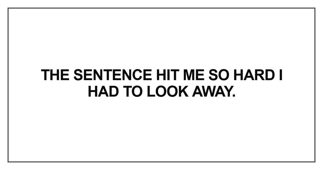 The sentence hit me so hard I had to look away