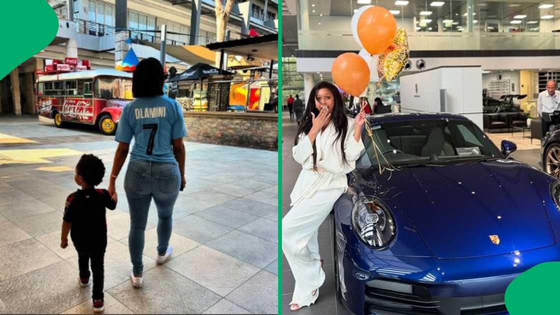 Minnie Dlamini shows off her blue Porsche Minnie Dlamini shows off her blue Porsche