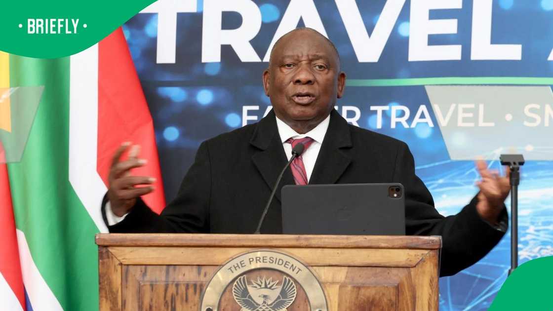 President Cyril Ramaphosa launched a new ETA system at the OR Tambo International Airport President Cyril Ramaphosa launched a new ETA system at the OR Tambo International Airport