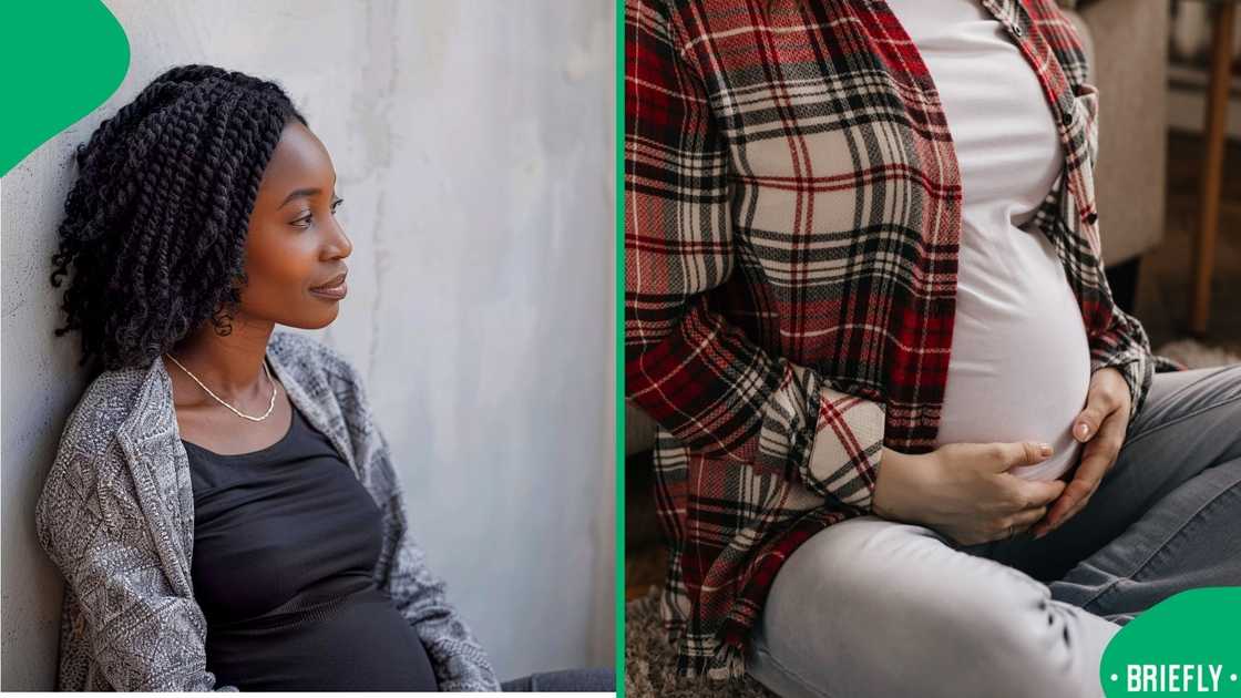 The visual on the right showed a pregnancy bump