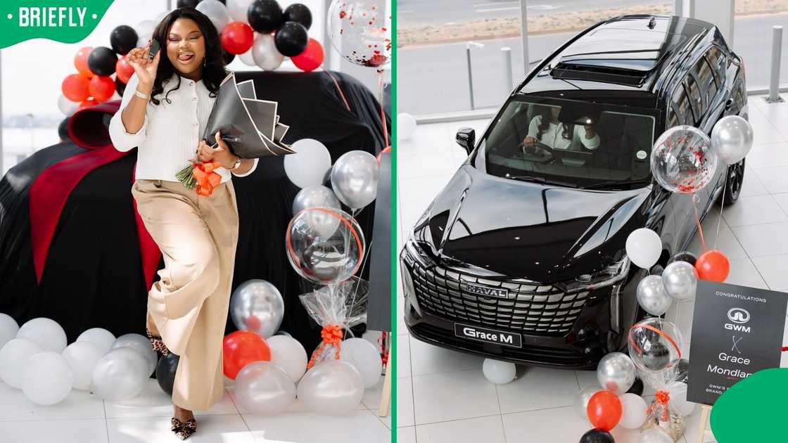 Grace Mondlana and her new car.