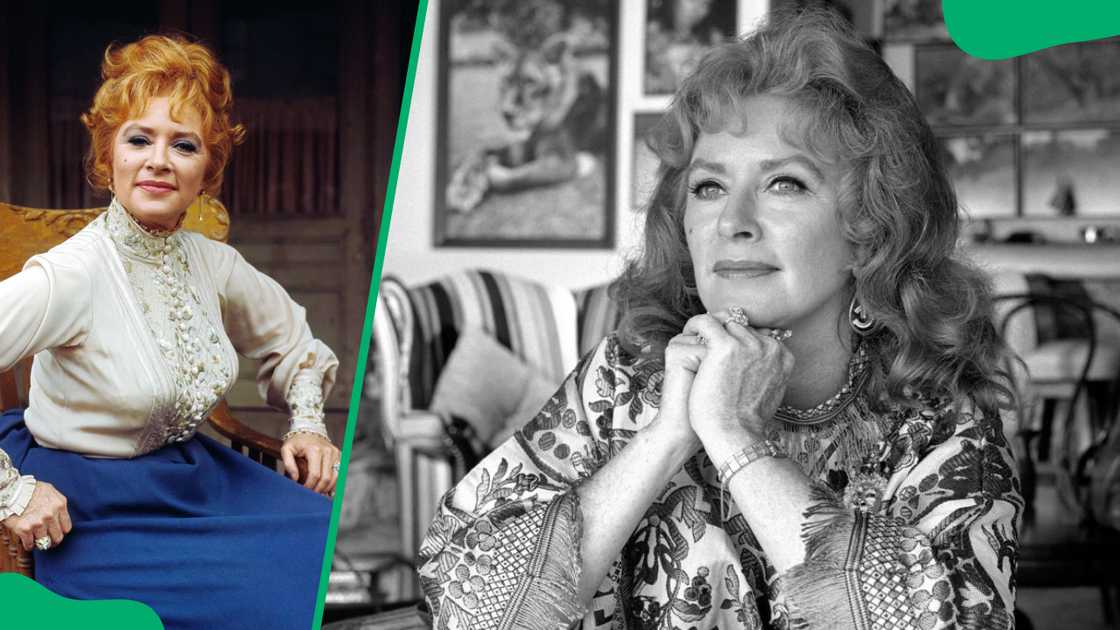 Amanda Blake on the set of Gunsmoke in 1967 (L). The late actress at his Arizona home in 1972 (R)