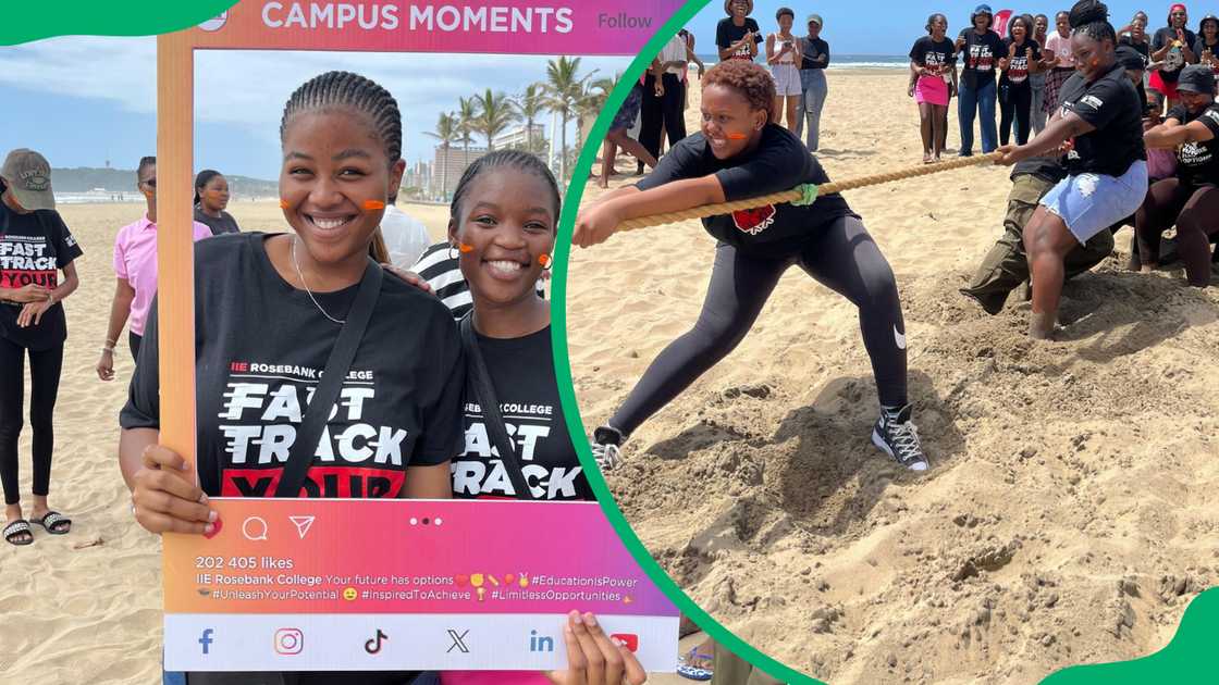Rosebank College students enjoying the beach during a teambuilding outing Rosebank College students enjoying the beach during a teambuilding outing