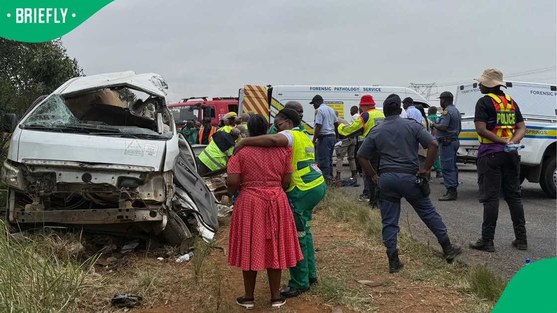 Parents at the scene of the Vaal accident, where a minibus carrying school students collided with a truck, killing 12 pupils Parents at the scene of the Vaal accident, where a minibus carrying school students collided with a truck, killing 12 pupils