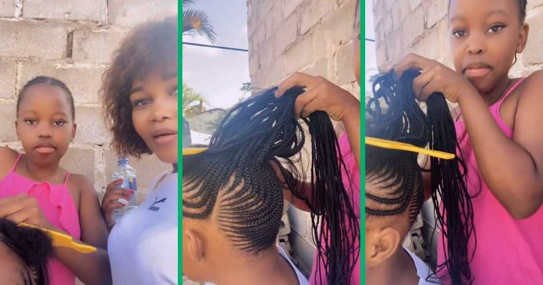 Talented teen braids hair Talented teen braids hair