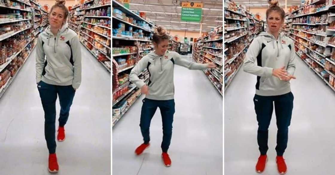 Woman, slaying, dance moves, Russ, Handsomer, dancer, dancing, dance in supermarket, dancing while walking, TikTok dance, trending news, viral video