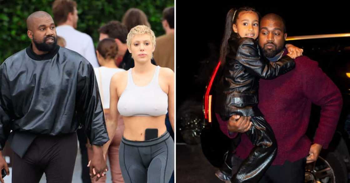 Bianca Censori arrived with Kanye West's daughter North at his birthday party. Bianca Censori arrived with Kanye West's daughter North at his birthday party.