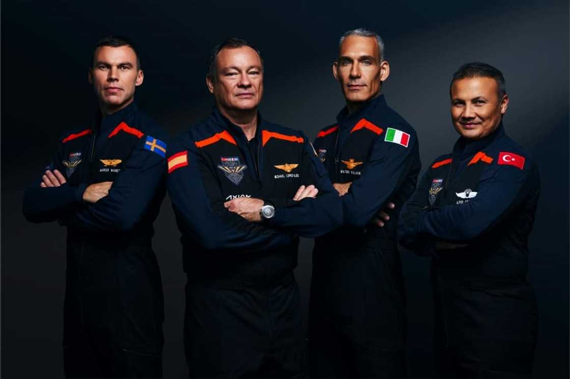 Left to right: Axiom Space's chief astronaut and former NASA astronaut Michael Lopez-Alegria, Walter Villadei of Italy, European Space Agency project astronaut Marcus Wandt of Sweden and Turkish Astronaut Alper Gezeravci Left to right: Axiom Space's chief astronaut and former NASA astronaut Michael Lopez-Alegria, Walter Villadei of Italy, European Space Agency project astronaut Marcus Wandt of Sweden and Turkish Astronaut Alper Gezeravci