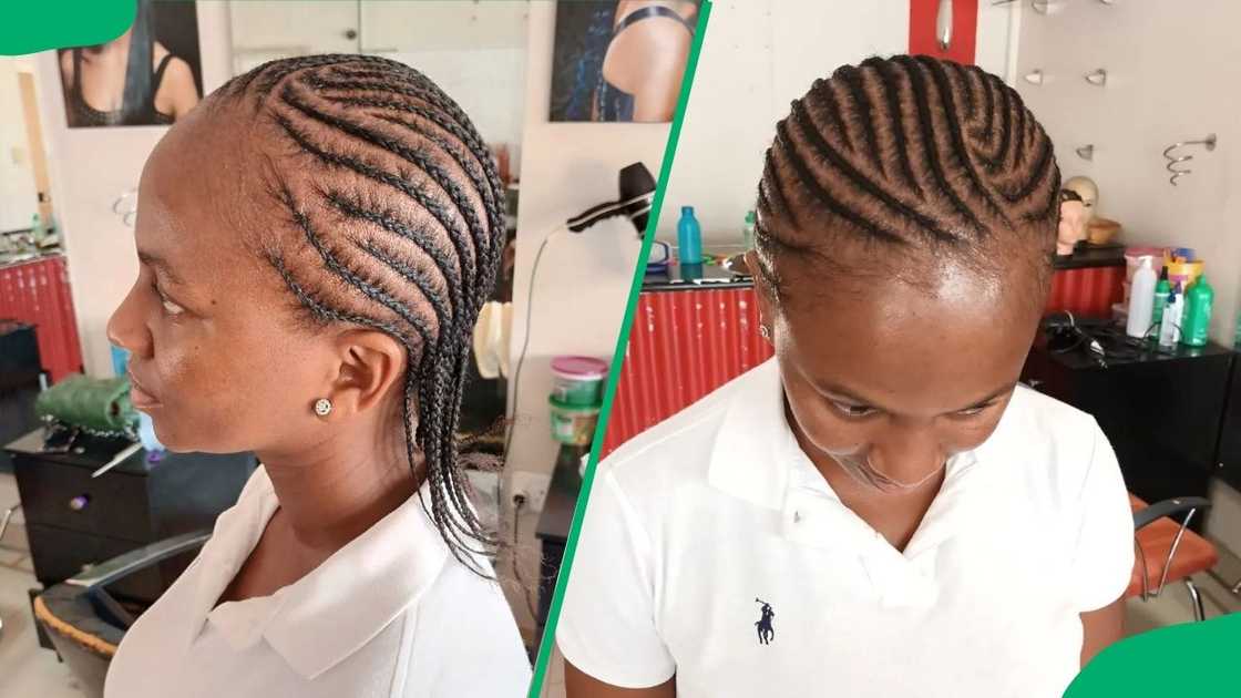 A lady with unique freehand hairstyle A lady with unique freehand hairstyle