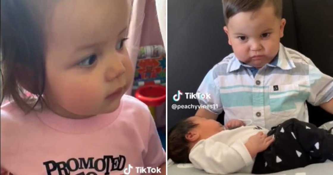Toddler react to new baby. Toddler react to new baby.