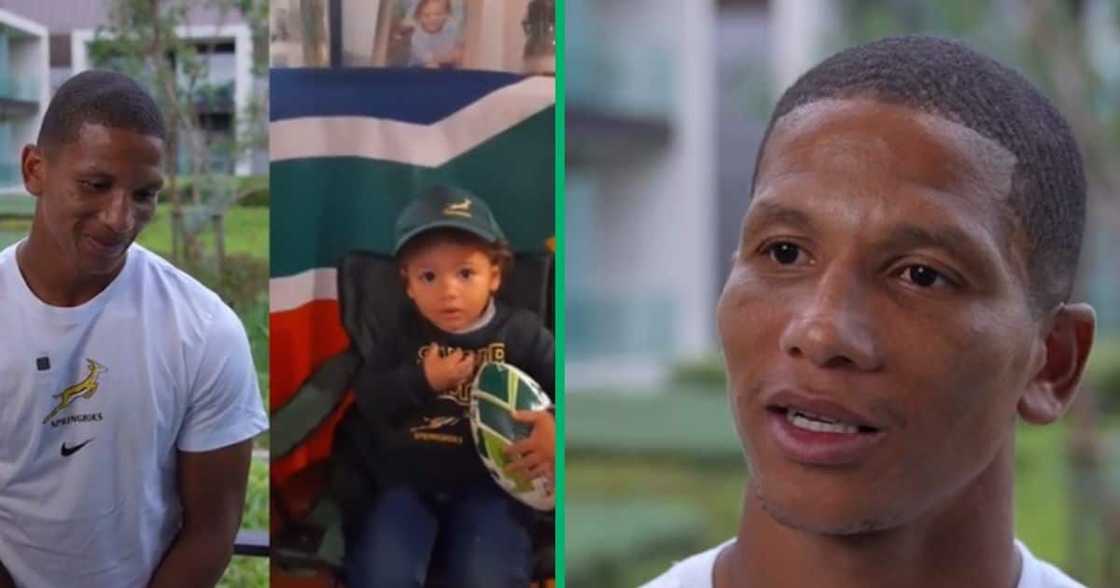 Springboks' Manie Libbok reacts to fan Springboks' Manie Libbok reacts to fan