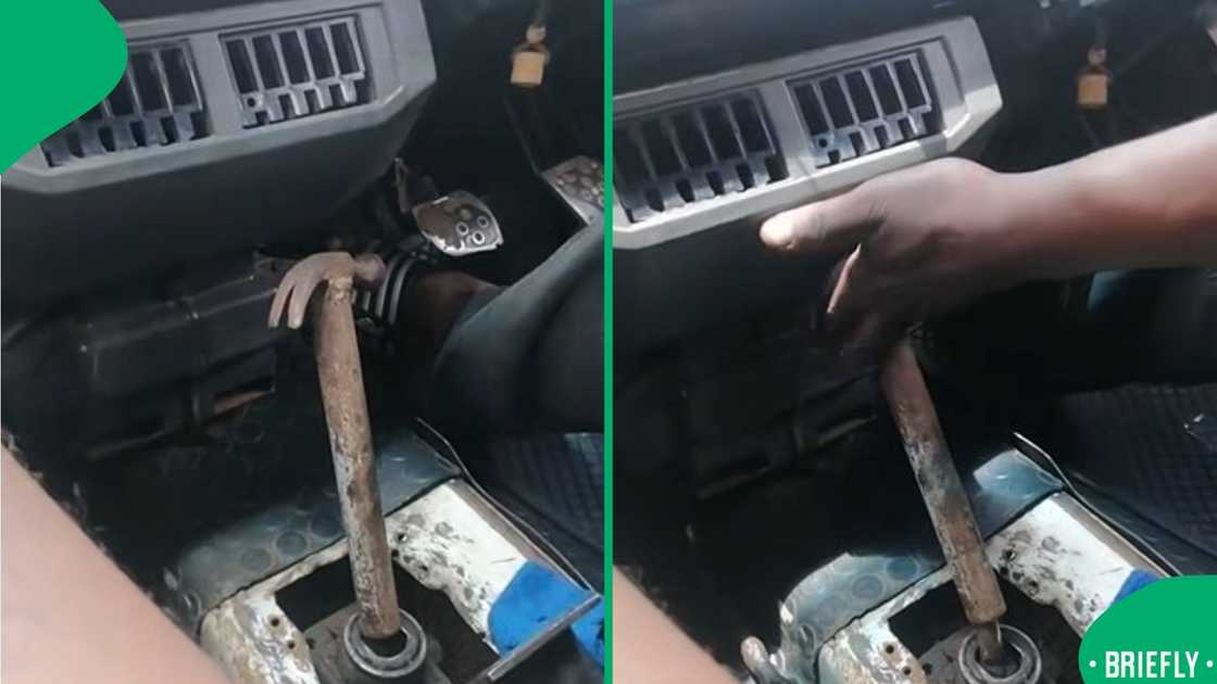 The screenshot on the right captured a driver changing the gear