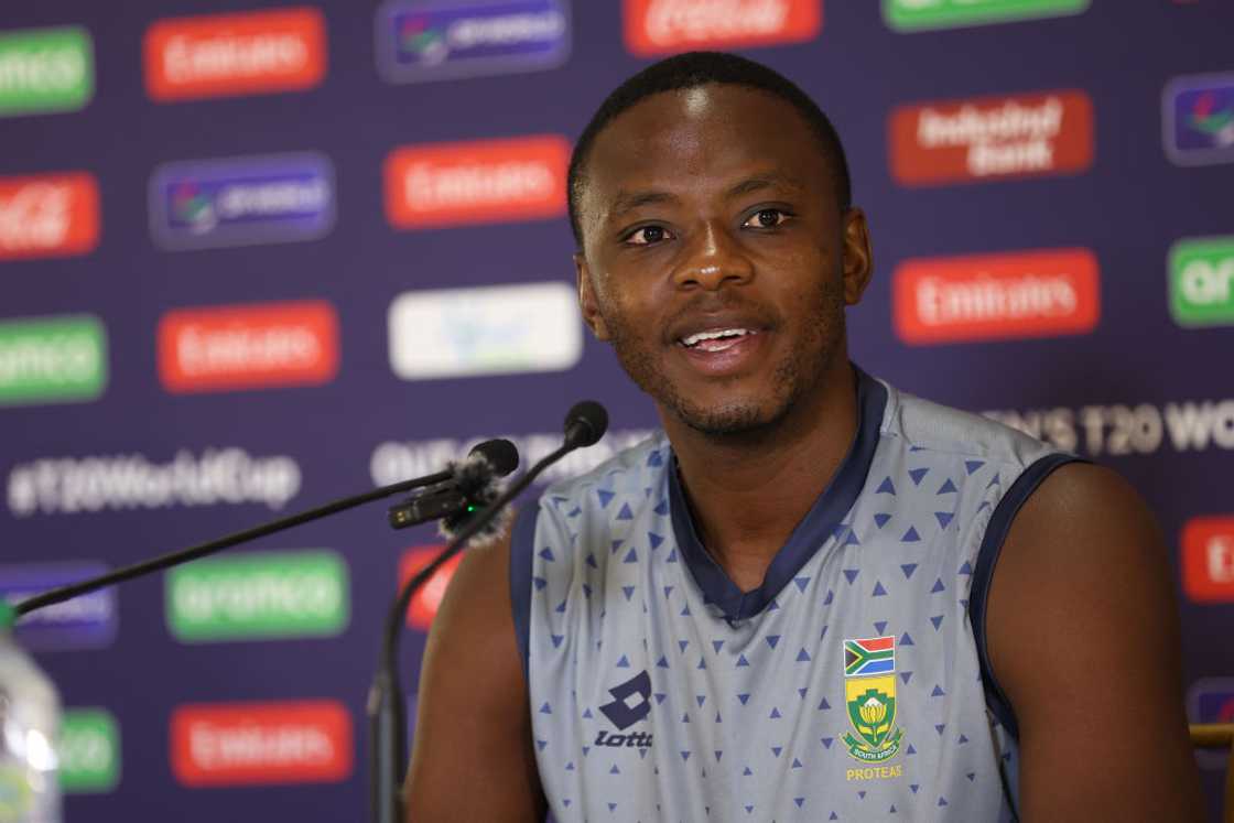 Kagiso Rabada of South Africa talks to the media during a press conference as part of the ICC Men's T20 Cricket World Cup West Indies & USA 2024 at Arnos Vale Ground Kagiso Rabada of South Africa talks to the media during a press conference as part of the ICC Men's T20 Cricket World Cup West Indies & USA 2024 at Arnos Vale Ground