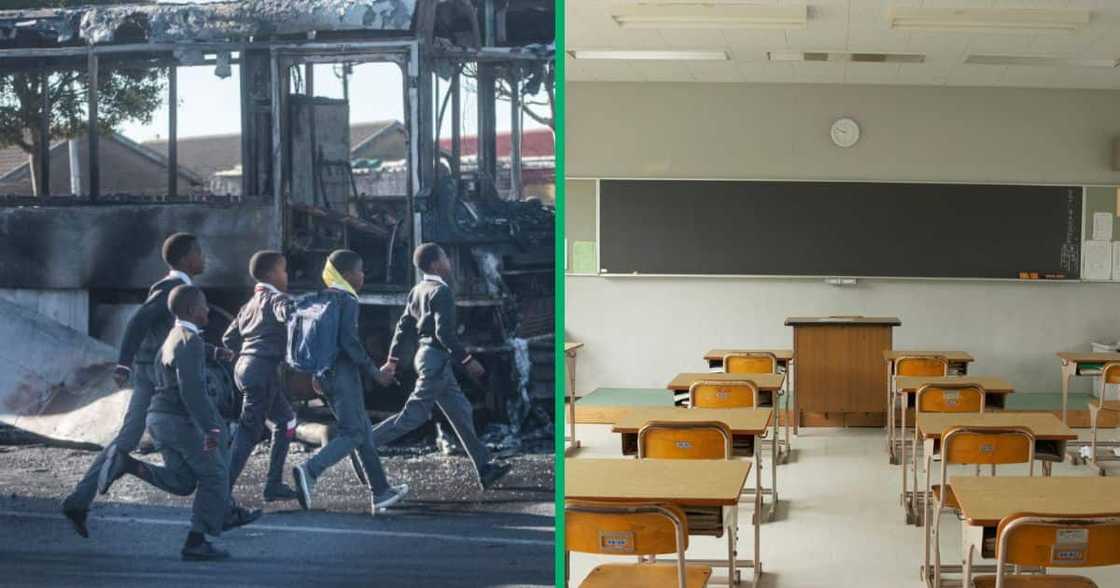 The violent taxi strike has prevented over 450 000 pupils and 17 000 staff members from getting to school The violent taxi strike has prevented over 450 000 pupils and 17 000 staff members from getting to school