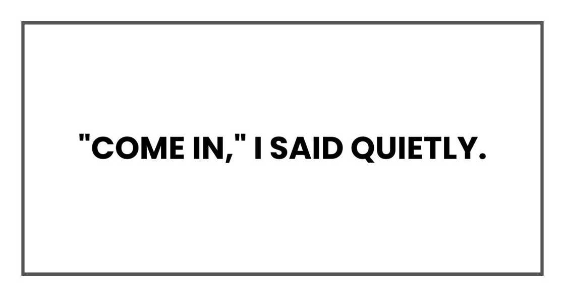 "Come in," I said quietly. "Come in," I said quietly.